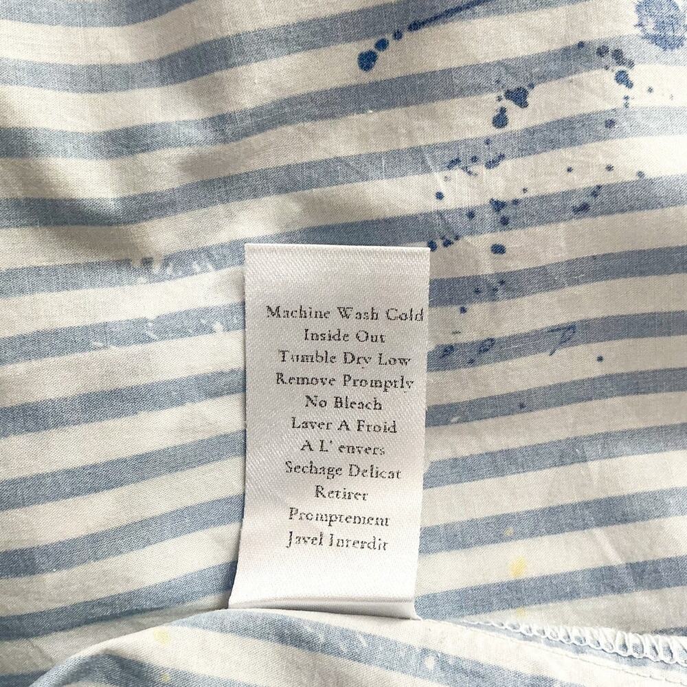 Frank &‎ Eileen Joedy Paint Splatter Blue Stripe Relaxed Button-Up Shirt Small - Picture 14 of 14